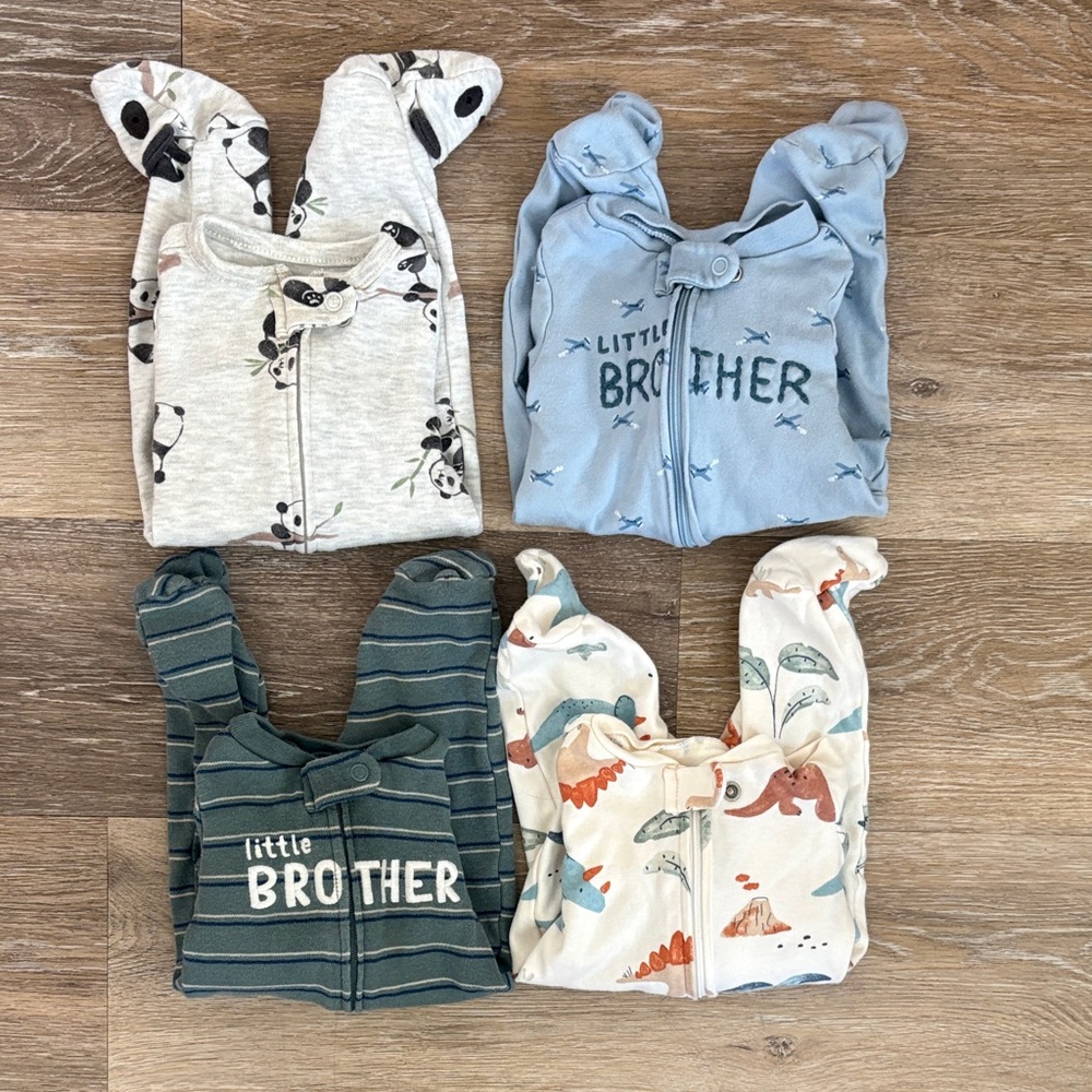 Carters Newborn Footed Sleepers - Blue, Green, Gray, Cream